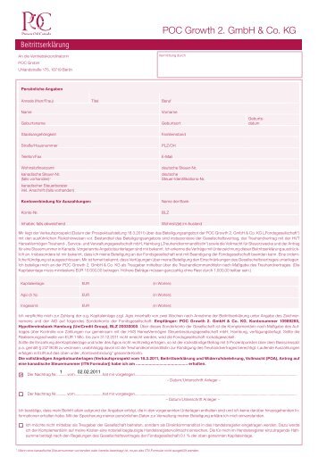 POC Growth 2. GmbH & Co. KG - Trend-Invest.de