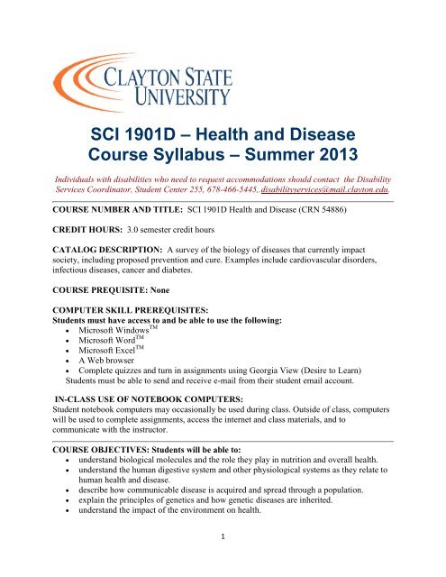 Syllabus - Faculty &Gt; Home - Clayton State University