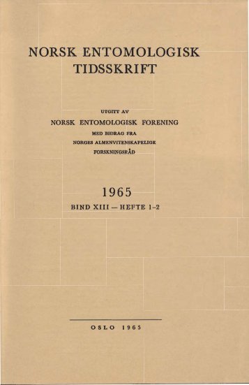 NORSK ENTOMOLOGISK TIDSSKRIFT - Norsk entomologisk forening