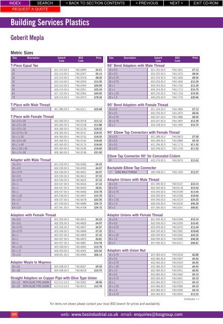 Building Services Plastics - BSS Price Guide 2010