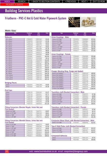 Building Services Plastics - BSS Price Guide 2010