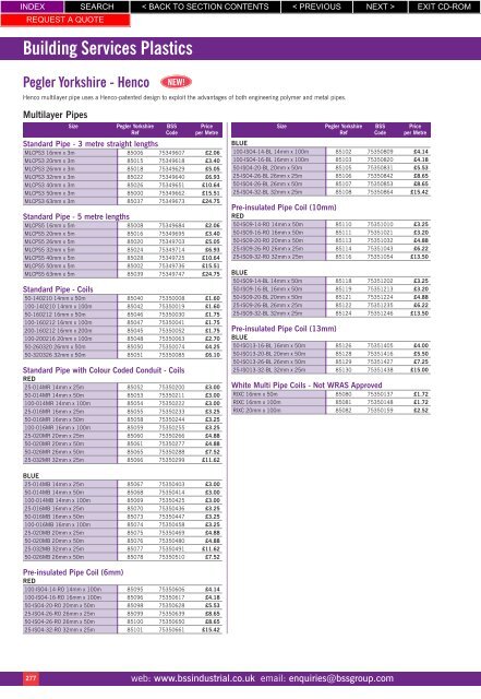 Building Services Plastics - BSS Price Guide 2010