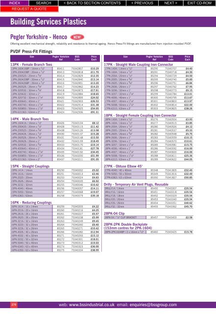 Building Services Plastics - BSS Price Guide 2010