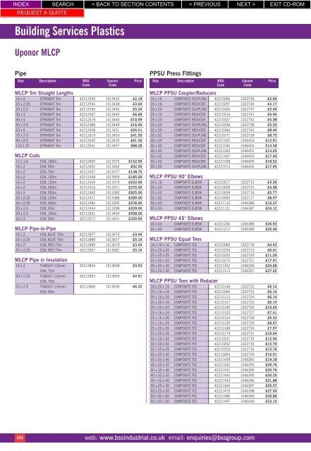 Building Services Plastics - BSS Price Guide 2010