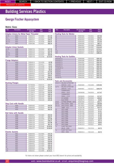 Building Services Plastics - BSS Price Guide 2010