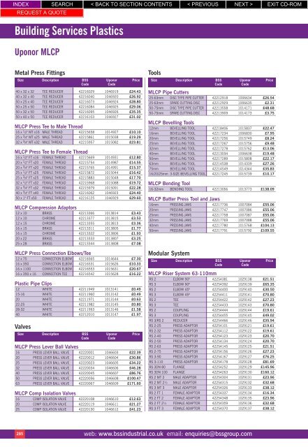 Building Services Plastics - BSS Price Guide 2010