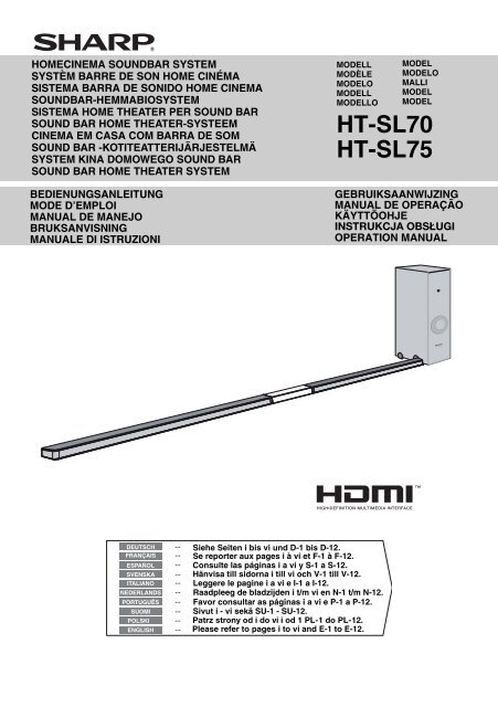 HT-SL70/SL75 Operation-Manual GB - Sharp