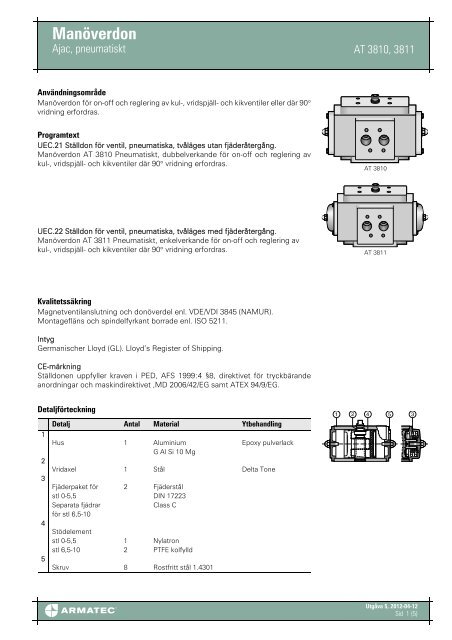 fÃ¶r ManÃ¶verdon - Ajac, pneumatiskt - Armatec