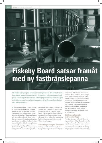 Fiskeby Board satsar framÃ¥t med ny fastbrÃ¤nslepanna - Armatec