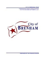 Comprehensive Annual Financial Report - City of Brenham