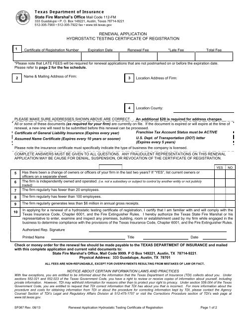 Expired Registration Texas >> Hydrostatic Testing Certificate Of Registration Texas Department Expired Registration Texas >> Hydrostatic Testing Certificate Of Registration Texas Department
