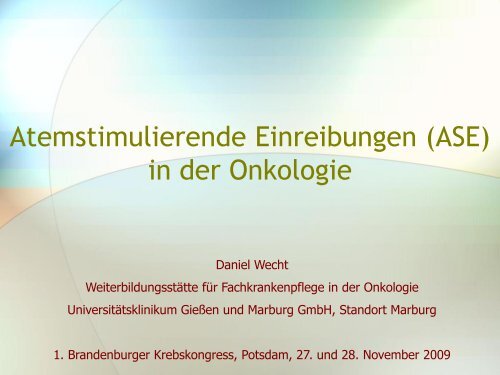 Atemstimulierende Einreibungen in der Onkologie - Tumorzentrum ...