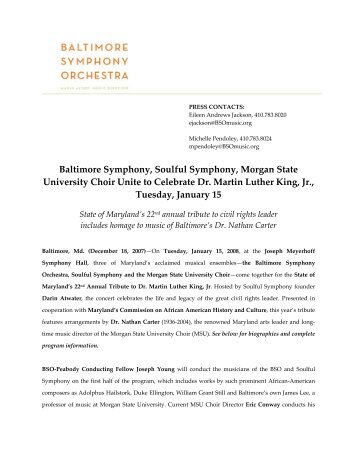 Baltimore Symphony, Soulful Symphony, Morgan State University ...