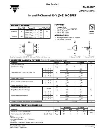 Si4599DY N- and P-Channel 40-V (D-S) MOSFET - Vishay