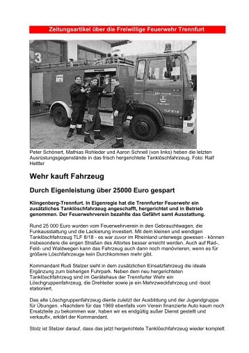 Wehr kauft Fahrzeug - Freiwillige Feuerwehr Trennfurt