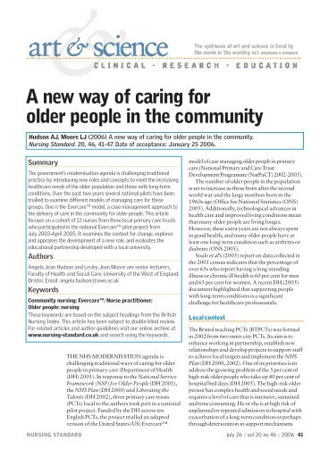 A new way of caring for older people in the community. - Care-Ring