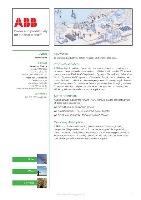 Belgian Technologies for the Renewable Energy Market - Agoria