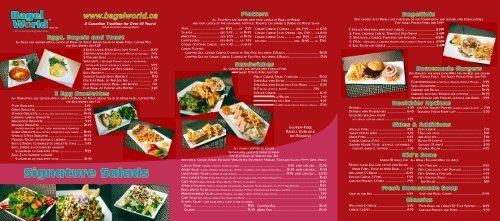 Newmarket Location Menu Bagel World