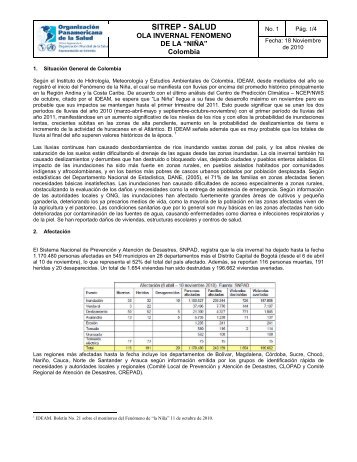 SITREP - SALUD - DISASTER info DESASTRES