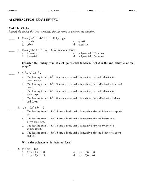 Classifying Polynomials By Degree And Number Of Terms Chart