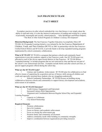 san francisco team fact sheet - SFUSD School Health Programs