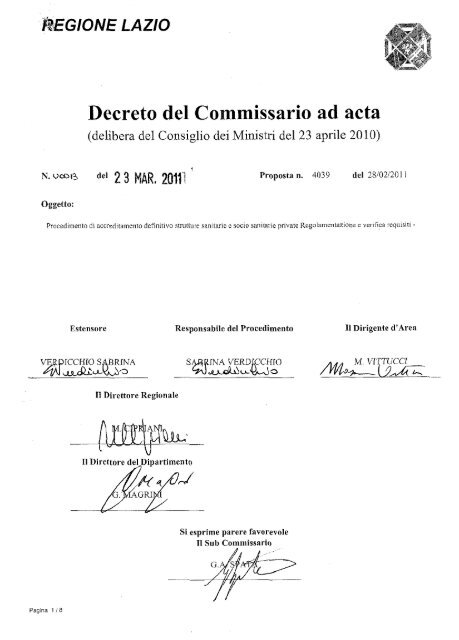 Modulo Hospice Regione Lazio - Modulo