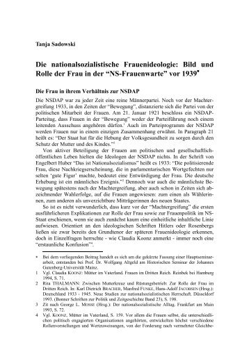Die nationalsozialistische Frauenideologie: Bild und Rolle der Frau ...