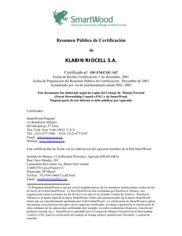 klabin riocell sa - Rainforest Alliance