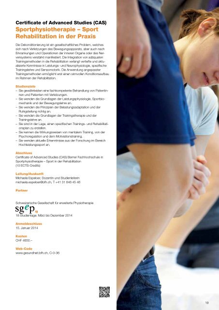 Physiotherapie - Gesundheit - Berner Fachhochschule