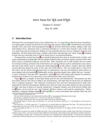 Arev Sans for TeX and LaTeX