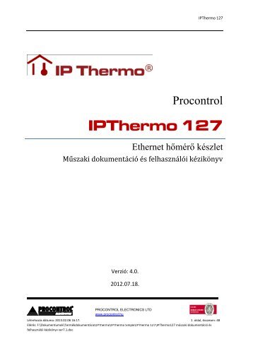 IPThermo 127 FelhasznÃ¡lÃ³i kÃ©zikÃ¶nyv - Procontrol Electronics Kft.