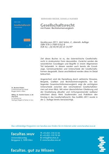 Rieder/Huemer, Gesellschaftsrecht. Mit ... - Haslinger Nagele