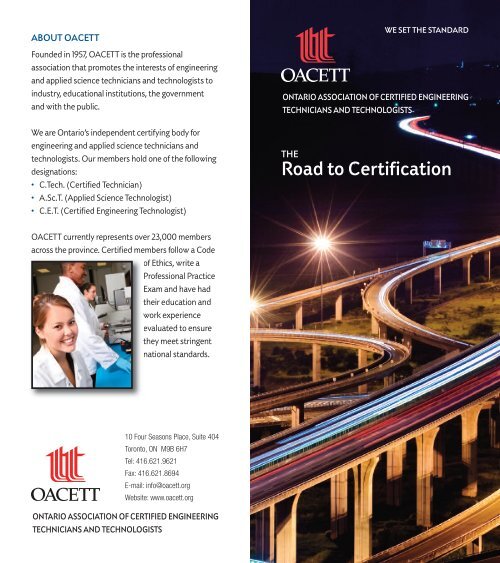 The Road to Certification - oacett