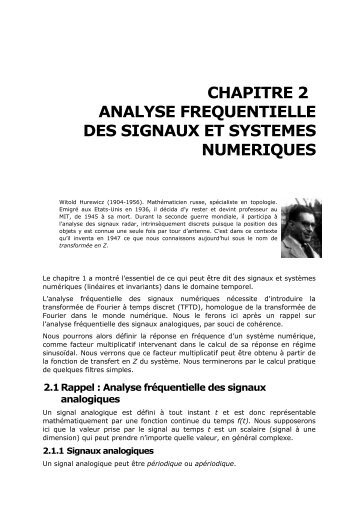 chapitre 2 analyse frequentielle des signaux et systemes numeriques