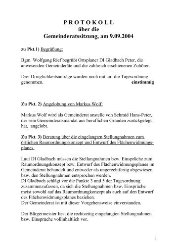 Gemeinderatssitzung vom 09.09.2004 (79 KB) - .PDF - Ehenbichl