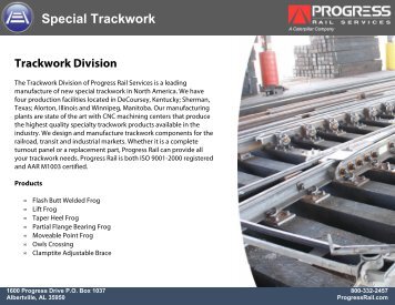 Special Trackwork - Progress Rail Services