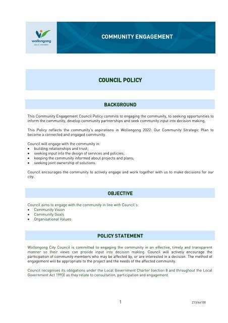 Community Engagement Policy - Have Your Say Wollongong