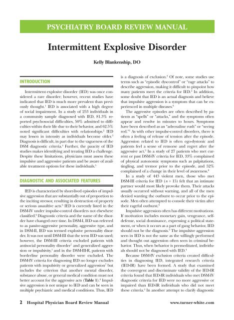 Intermittent Explosive Disorder - Turner White