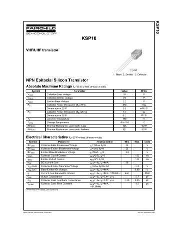 KSP10 NPN Epitaxial Silicon Transistor - ClassicCMP