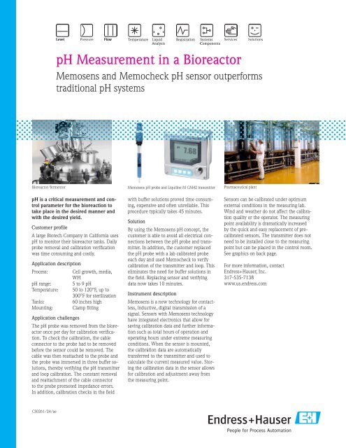 Ph Measurement In A Bioreactor Endress Hauser