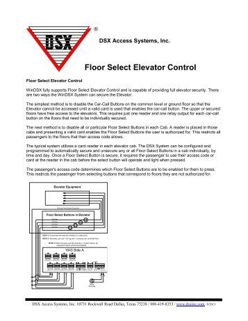 Floor Select Elevator Control - DSX Access Systems, Inc.