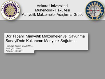 Bor TabanlÄ± Manyetik Malzemeler - Savunma Sanayii MÃ¼steÅarlÄ±ÄÄ±