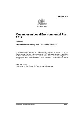 Queanbeyan Local Environmental Plan 2012 - NSW Legislation ...