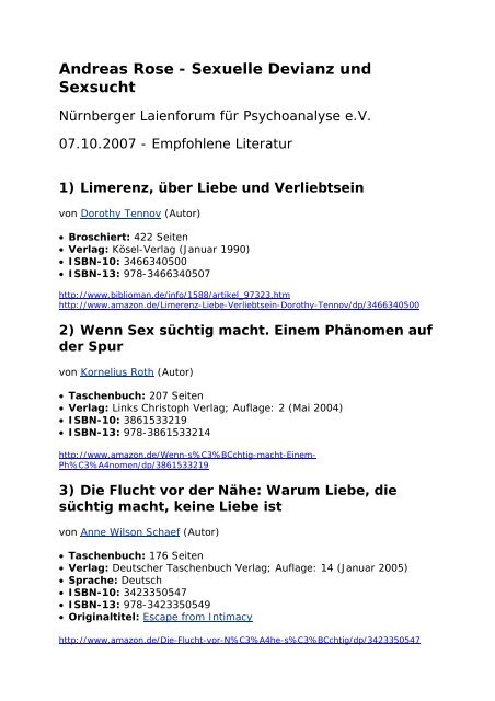 Andreas Rose - Sexuelle Devianz und Sexsucht - NÃ¼rnberger ...