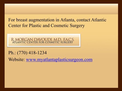 Breast Augmentation in Atlanta to Improve Your Look