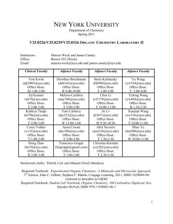 Orgo II Lab Syllabus final - Department of Chemistry - New York ...