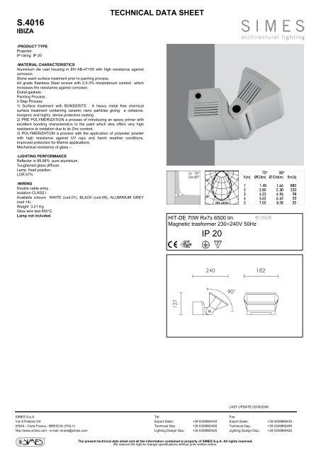 S.4016 IP 20 - SIMES SpA