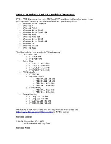 USB-to-Serial Converter Driver Release Notes