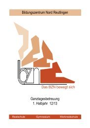 Bildungszentrum Nord Reutlingen Ganztagesbetreuung 1. Halbjahr ...