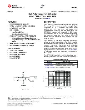 High-Performance, Fully-Differential Audio Op Amp (Rev. B)